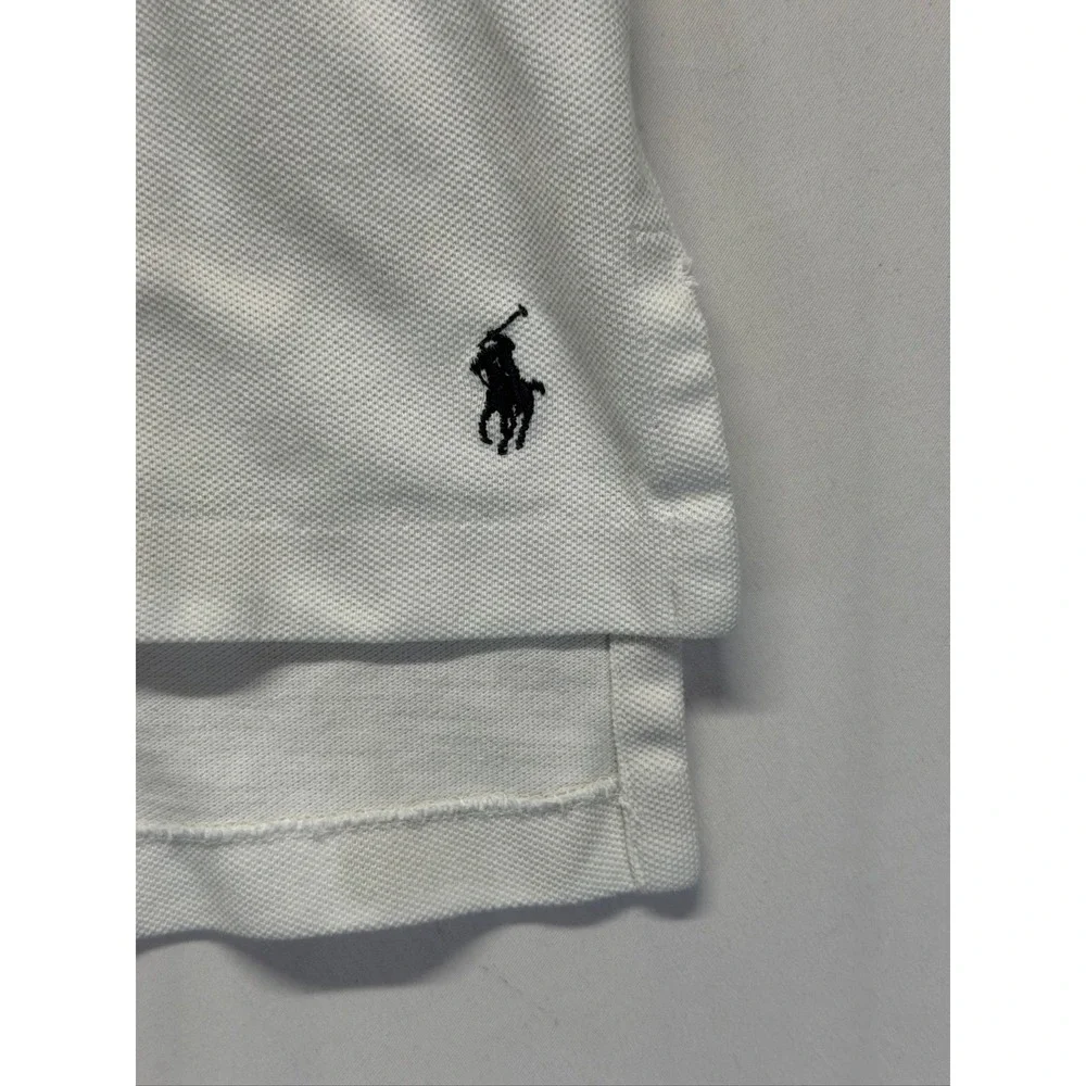 Ralph Lauren Polo Shirt Mens Large White Contrast Collar Cotton Logo Golf Tennis